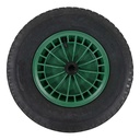 Kruiwagenwiel groen zonder as
