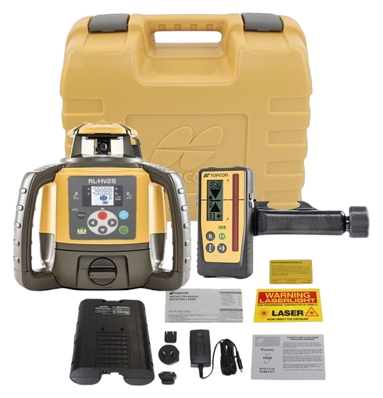 TOPCON AFSCHOTLASER RL-HV2S MET MM ONTVANGER LS-100D SET MET BASIS 3-POOT STATIEF FLEXILATTE (BAAK)