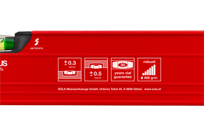 Sola Big Red 3 Aluminium waterpas met handgrepen