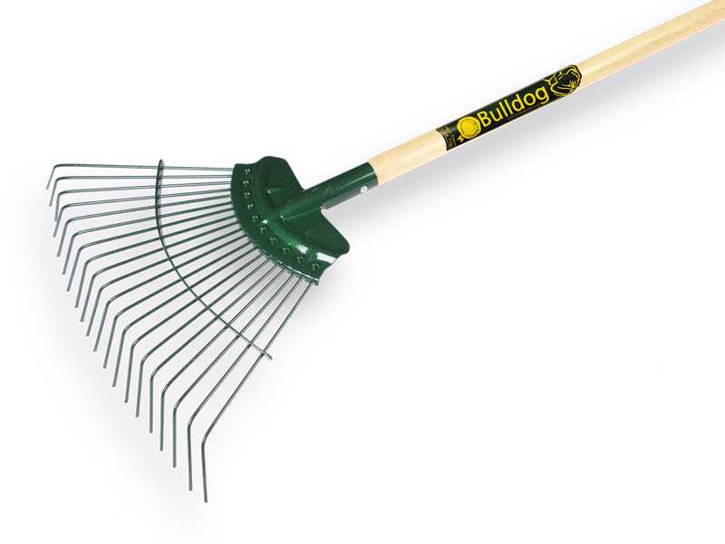 Bladhark BULLDOG Springbok 20 ronde tanden, verenstaal, met gelakte Essen steel 135 x 3,0 cm