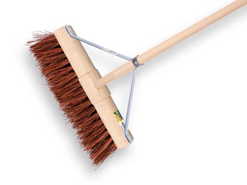 Wegenbouwbezem SOLIDE geoliede bassine 45 cm, ronde kap, met IKAPE steel 150 x 2,8 cm en brede stokhouder