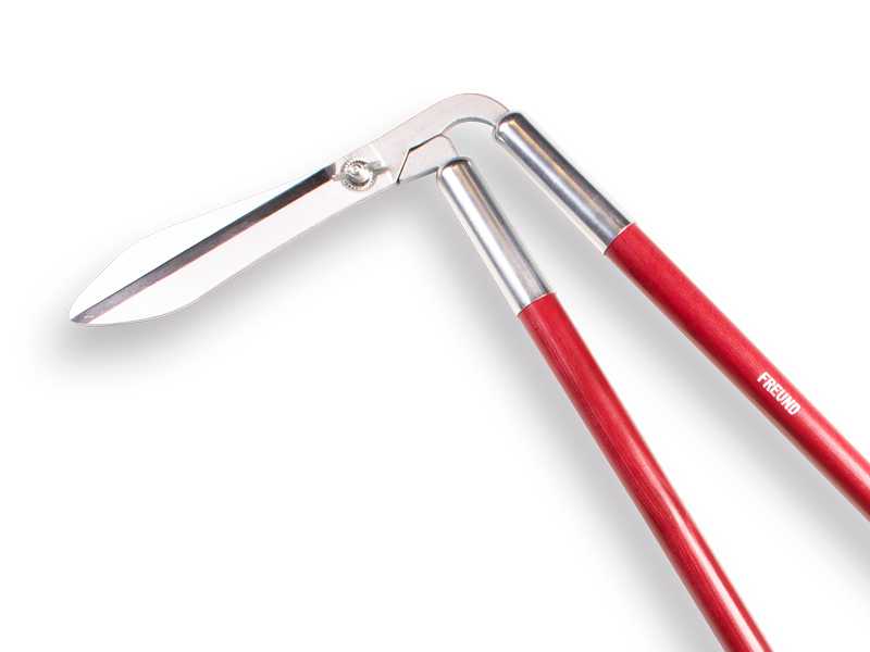 Graskantschaar Freund 1 gesmeed, verticaal snijdend met houten grepen