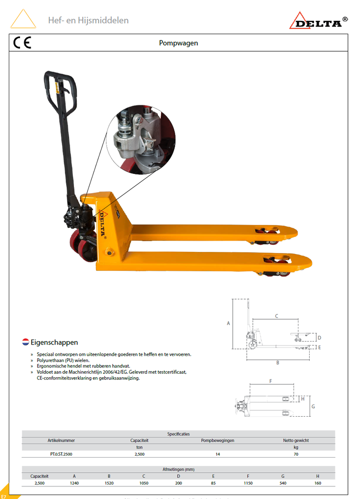 DELTA Pallettruck pompwagen - 2,5 ton
