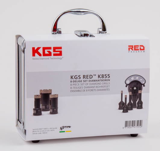 RED™ K855 achtdelige set diamant-tegelboren met M14 aansluiting in koffer