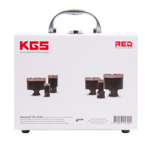 RED Set Tegelboren K855 in koffer (ø20-35-38-43-50-68) M14