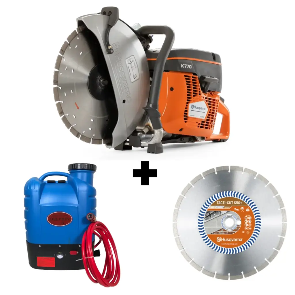 Husqvarna K770 350mm + BLAD & Accu Watertank 