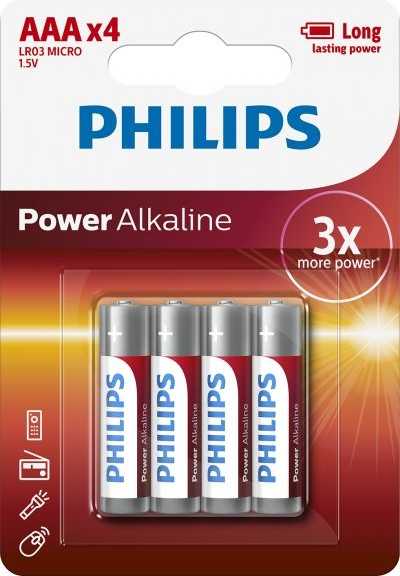 Philips Power Alkaline 4 x AAA 1.5V batterij