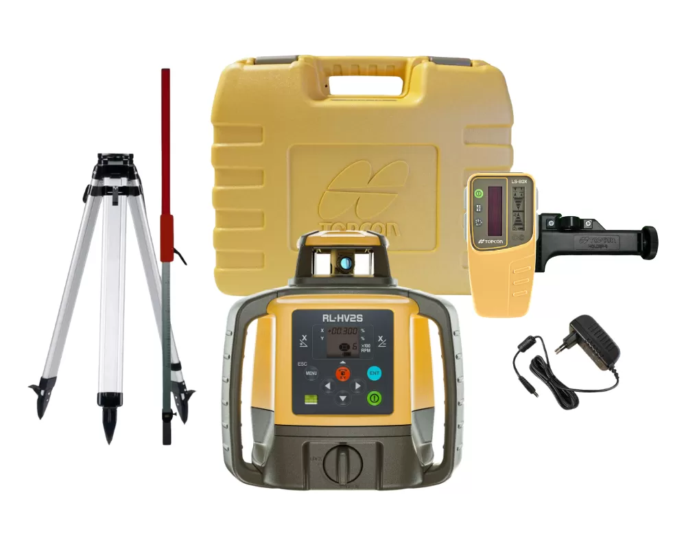 TOPCON RL-HV2S +LS-80x ontvanger dubbel afschot laser met statief en baak
