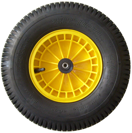 Kruiwagenwiel compleet Fort geel