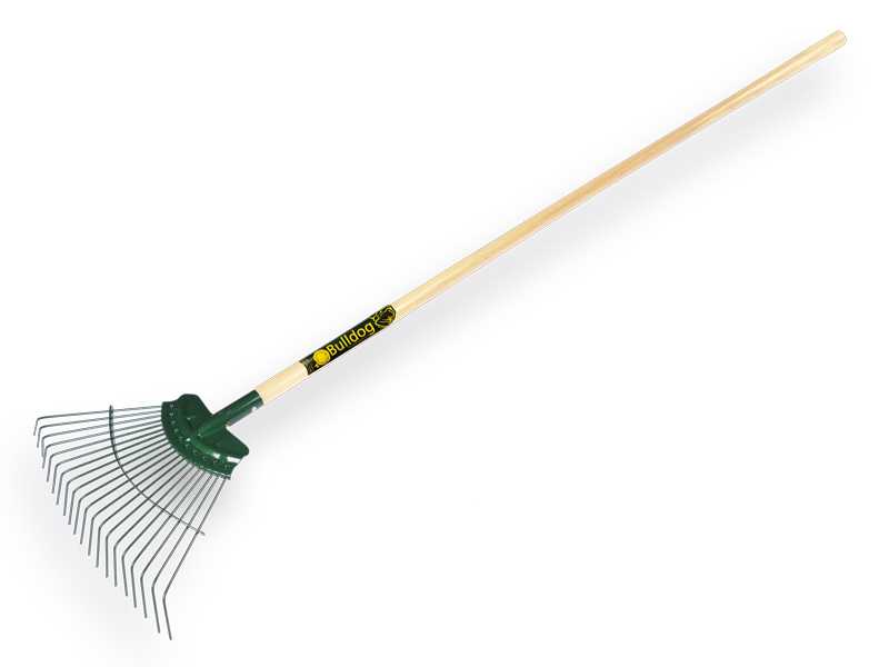 Bladhark BULLDOG Springbok 20 ronde tanden, verenstaal, met gelakte Essen steel 135 x 3,0 cm