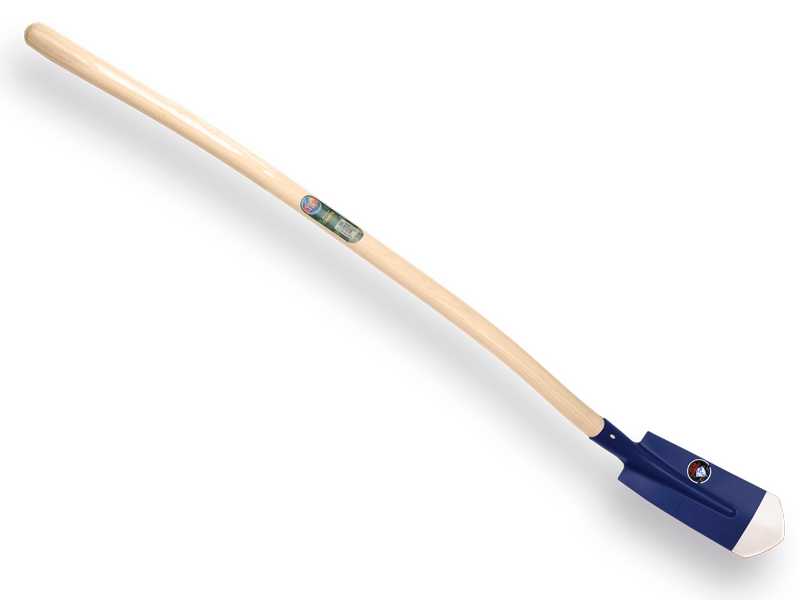 Kabelschop, Diepschop Atlas Diamant 11,5 cm, 3/4 opgebogen, onderkant spits, blauw gelakt met ATLAS batsesteel 130 cm