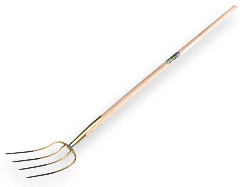 Mestvork OFFNER 4 tands brons, met ESSEN knopsteel van 135 cm