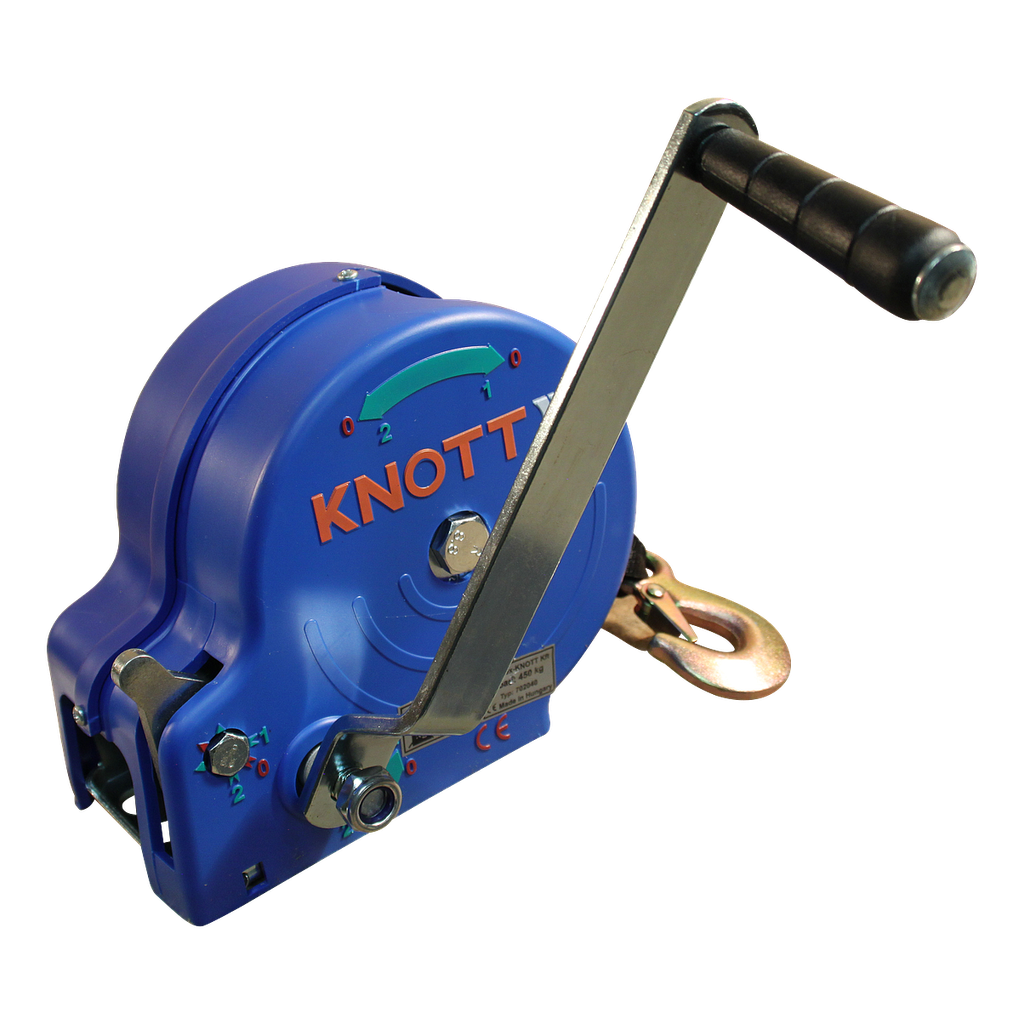 Handlier ongeremd KNOTT, 1 speed, 450kg, lierband 7m met haak