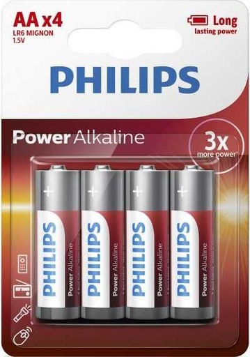 [37305] Philips Power Alkaline 4 x AA batterij