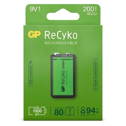 [37422] GP Recyko+ 1 x 9V 200mAh oplaadbare batterij
