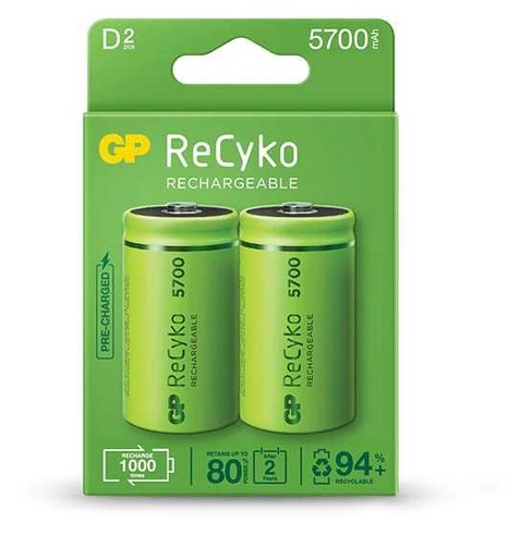[37445] GP Recyko+ 2 x D 5700mAh oplaadbare batterij
