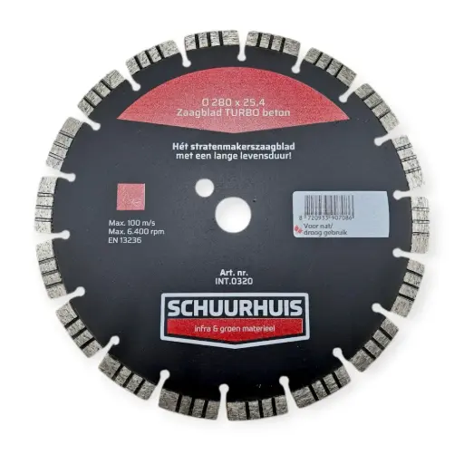[INT.0320] Zaagblad TURBO beton 280 x 25,4 mm SCHUURHUIS (geschikt voor K540i)