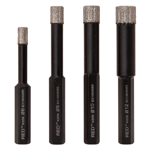 [KGS31355] RED Set Tegelboren K856 ø6-8-10-12 Wax Zeskant