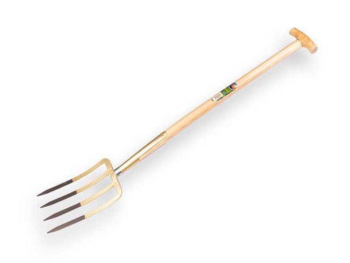 [KMS862130] Spitvork OFFNER 4 tands brons, zwaar model met dul en Essen T-steel 90 cm