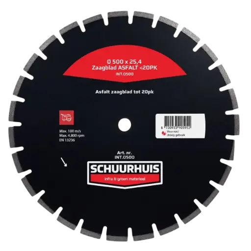 [INT.0600] Zaagblad ASFALT Ø 500 <20pk, asgat 25,4 